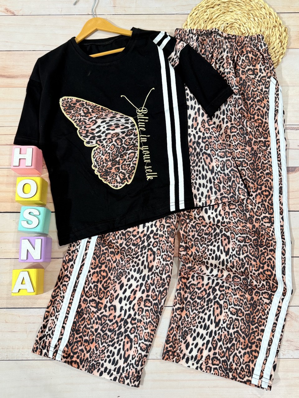 عکس محصول کراپ + شلوار بگ پروانه پلنگی - شماره 1