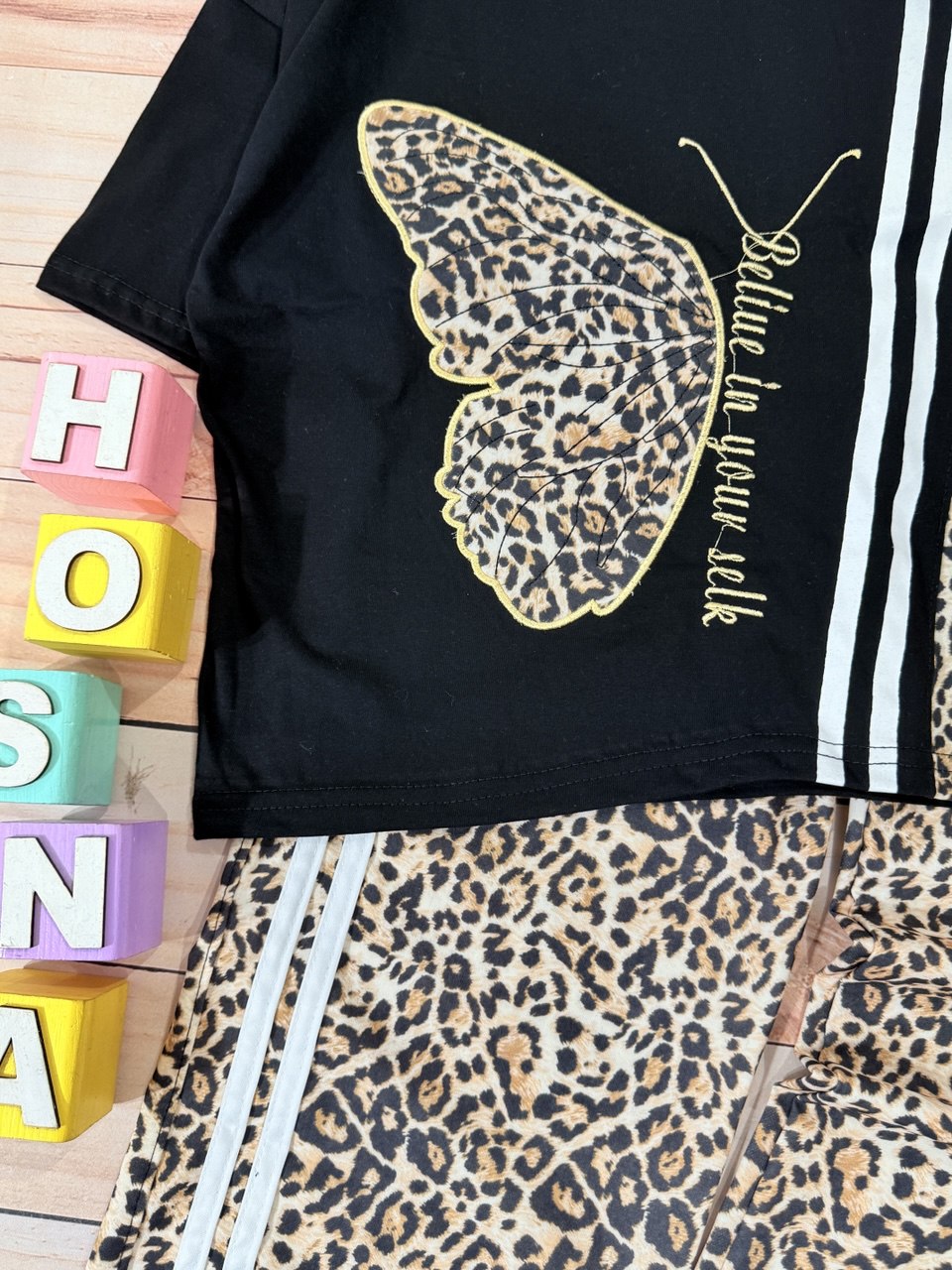 عکس محصول کراپ + شلوار بگ پروانه پلنگی - شماره 2