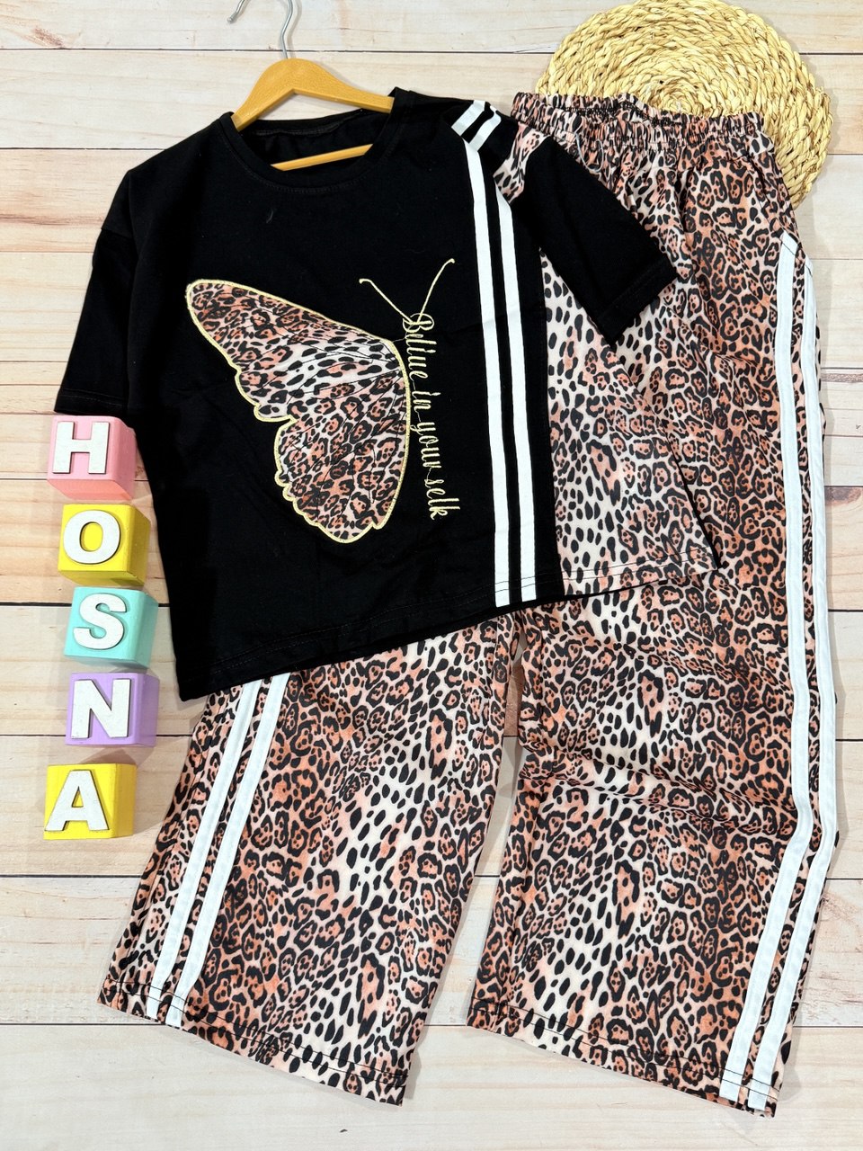 عکس محصول کراپ + شلوار بگ پروانه پلنگی - شماره 3