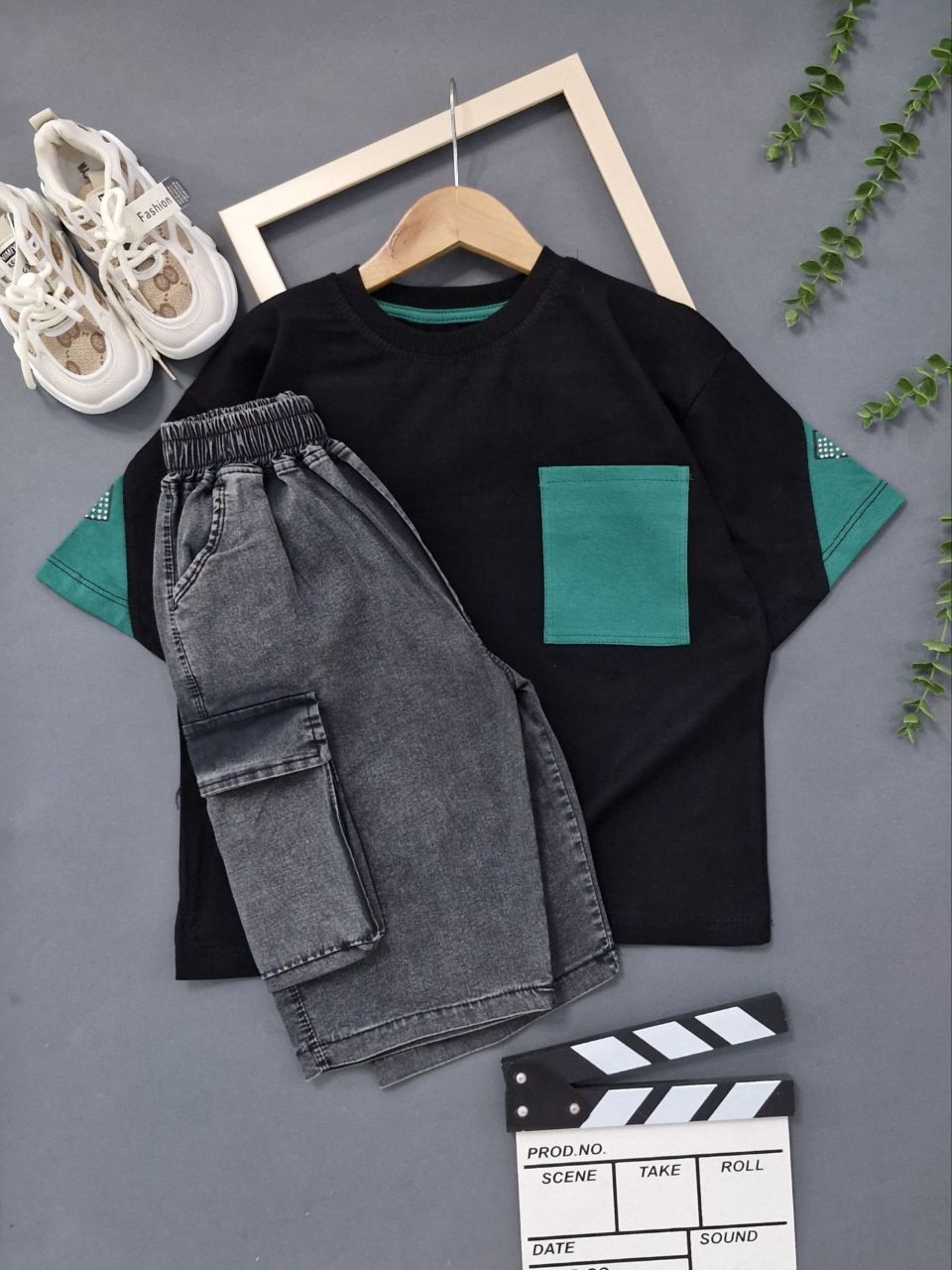 عکس محصول تیشرت + شلوارک لی جیب green - شماره 2