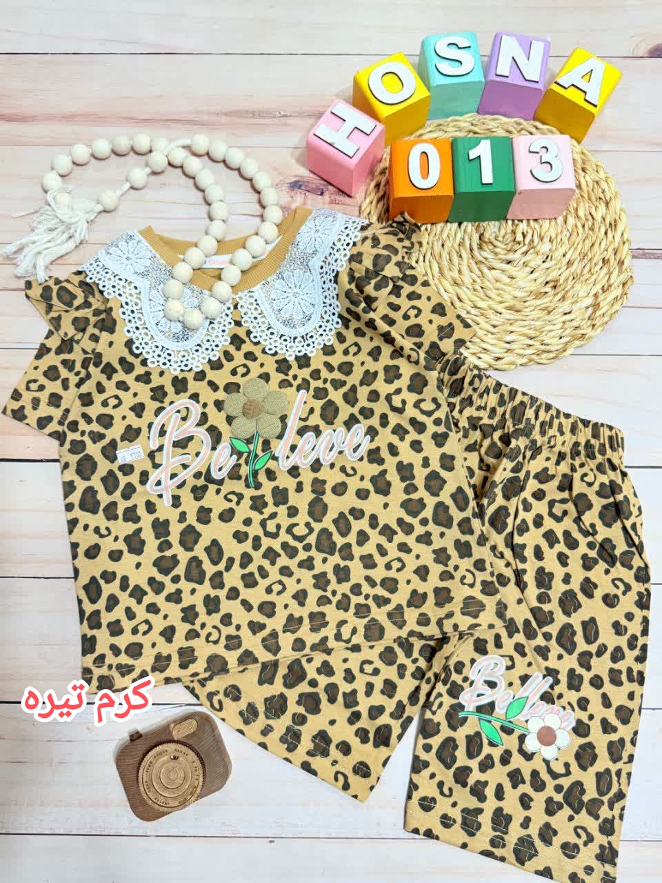 عکس محصول تیشرت + شلوارک  پلنگی یقه گیپور - شماره 1