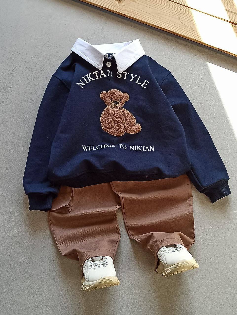 عکس محصول بلوز یقه دار تدی با شلوار کتان - شماره 3