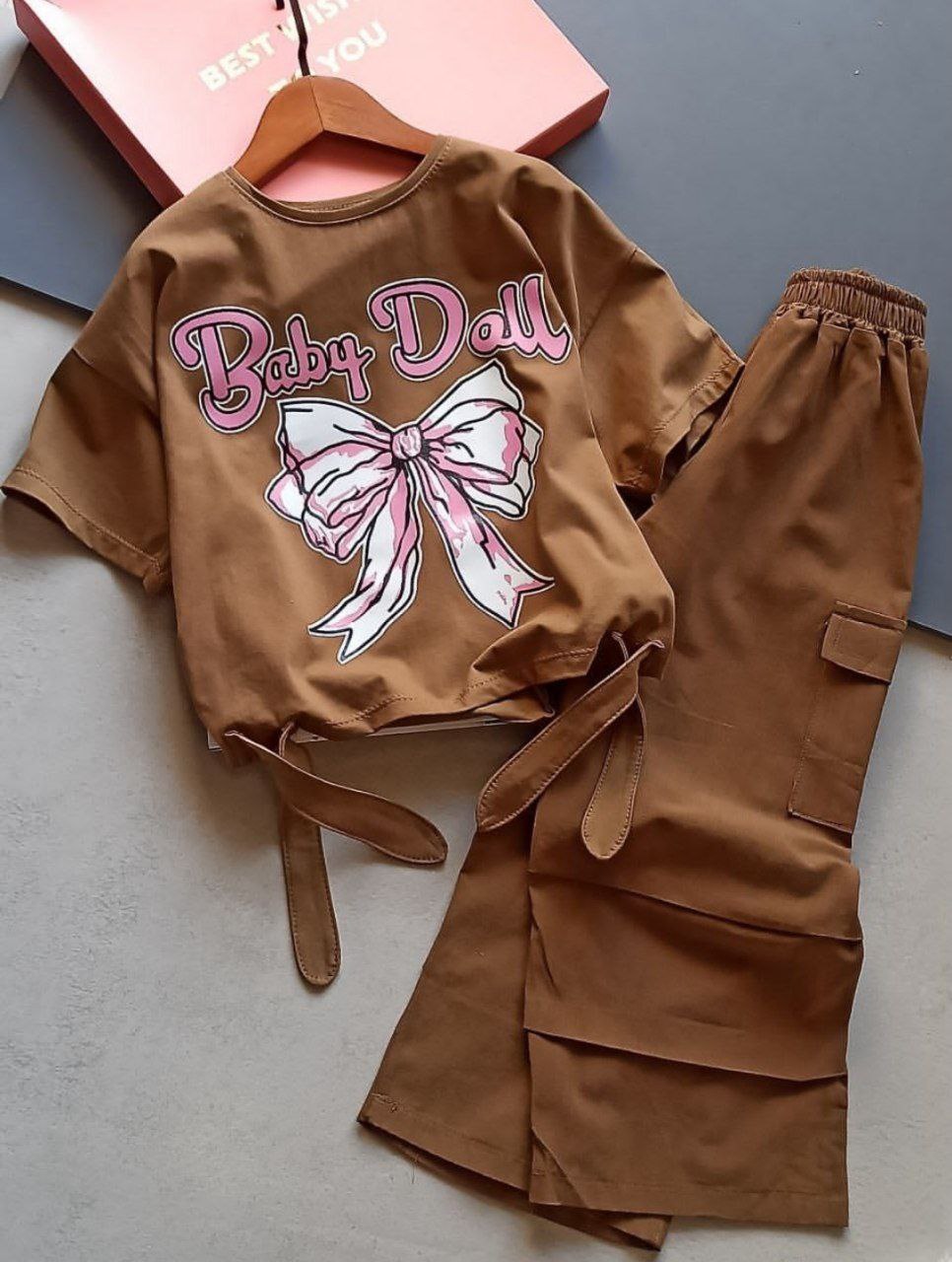 عکس محصول ست کراپ با شلوار بگ baby dall - شماره 1